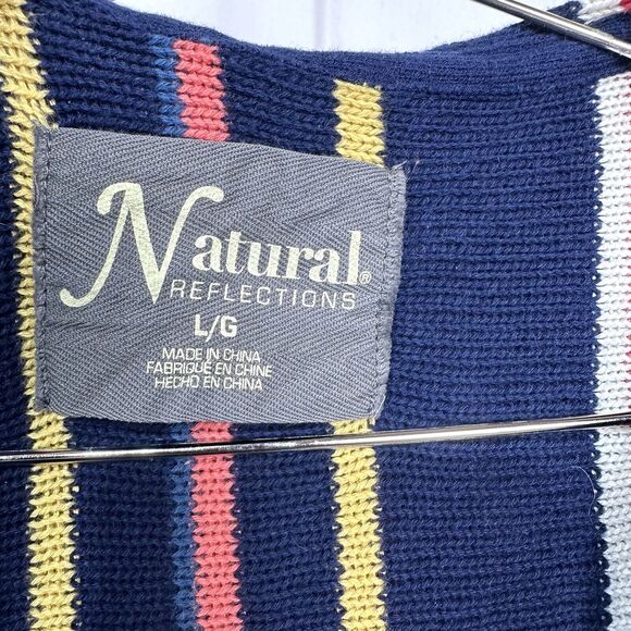 Natural Reflections Desert Stripped Knit 100% Cotton Hoodie Women's Large - Picture 2 of 7